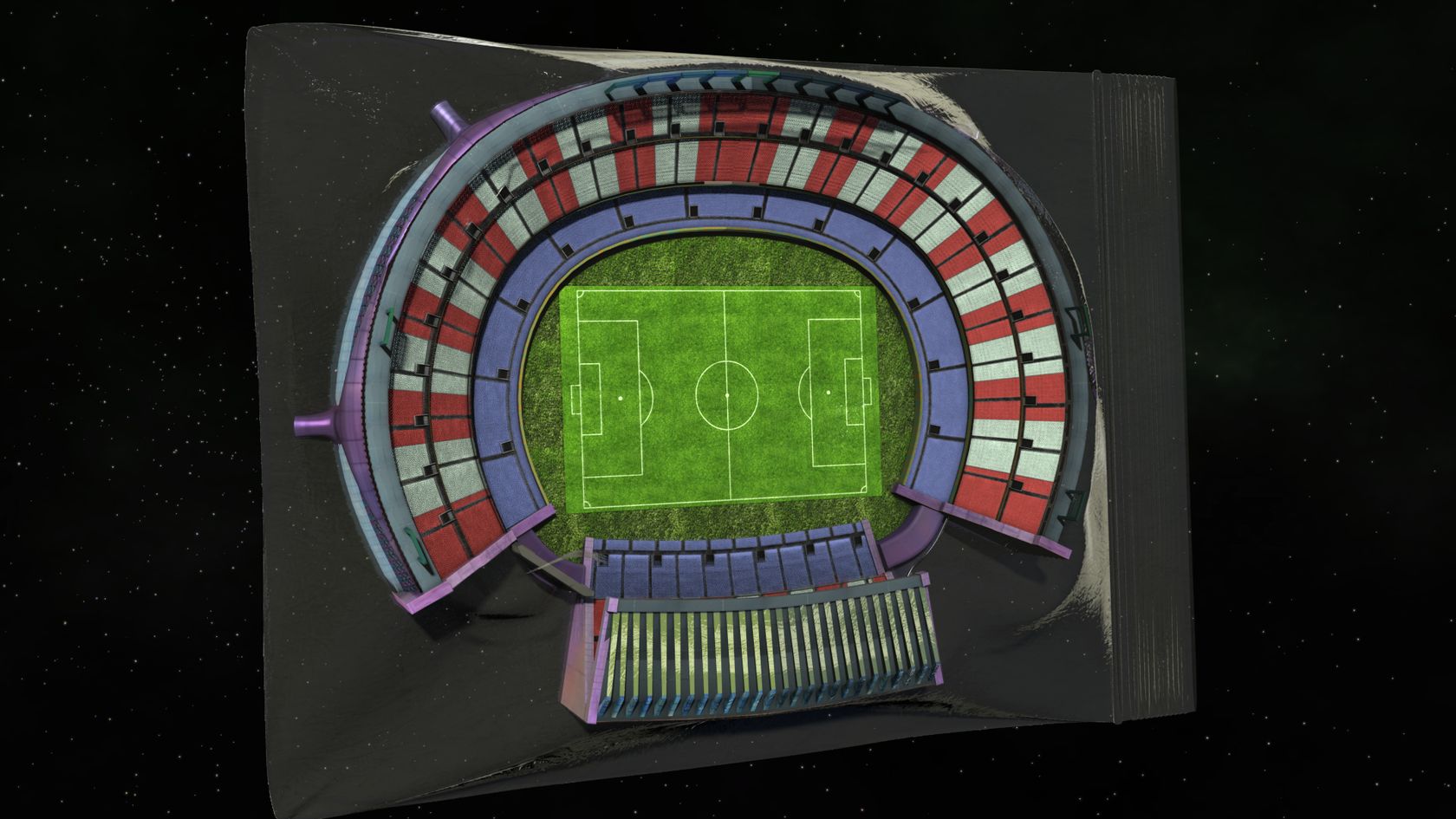 Darren Bader, football stadium in giant ziplock bang, 2015