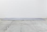 Jason Dodge, Silver tarp that cover a part of the floor., 2014