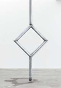 Jason Dodge, A rain pipe that is connected to the gutter on the roof so when it rains, the rain is diverted into the gallery., 2