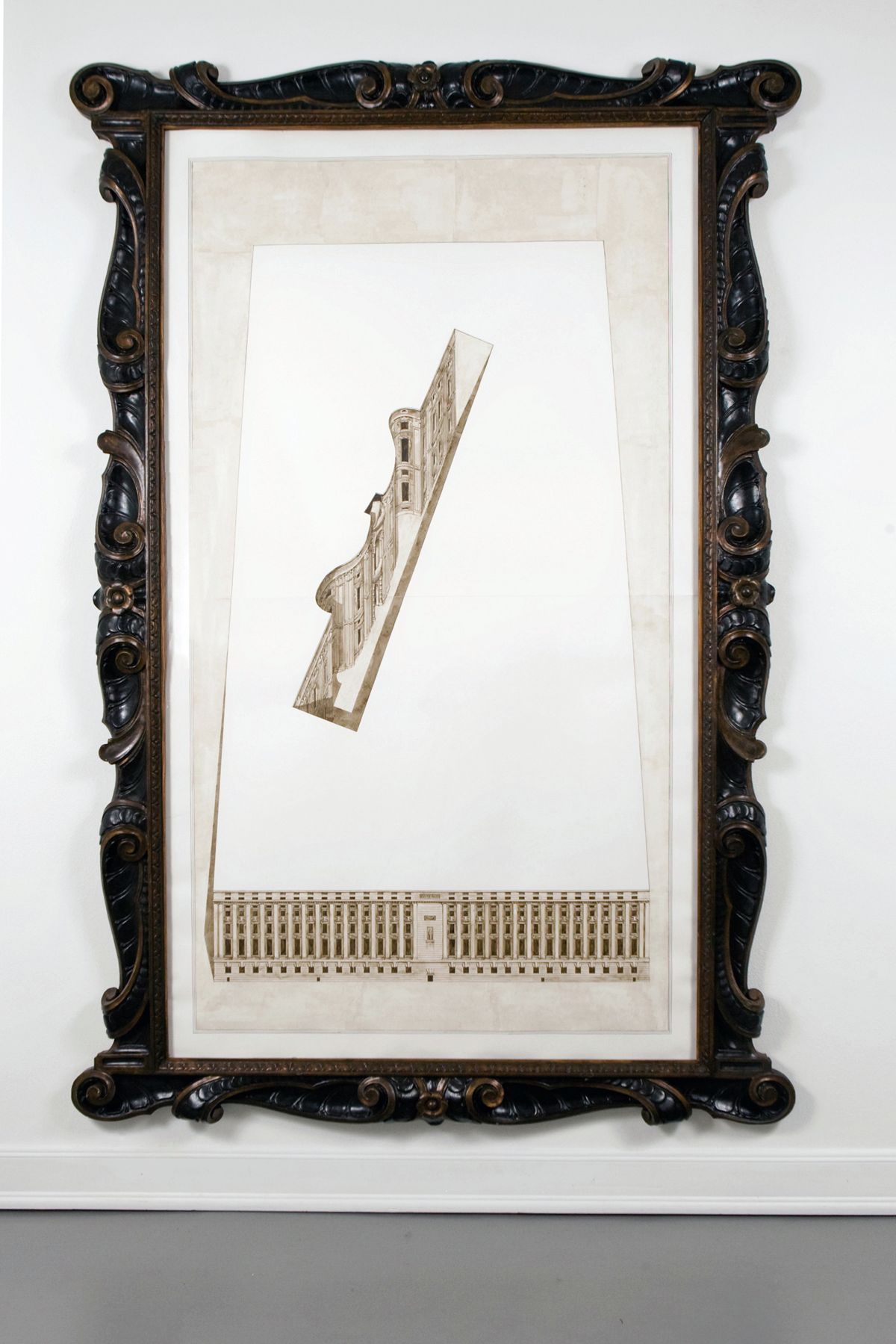 Pablo Bronstein, Large building with courtyard incorporating façade of Palazzo Carignano, 2008
