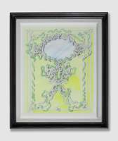 Pablo Bronstein, Oval mirror with green and yellow, 2019