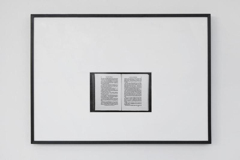 Simon Starling, That Admirable Specimen of Fine ArtA black and white photograph of a woven reproduction of a digital image of pa