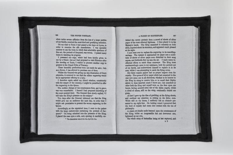 Simon Starling, That Admirable Specimen of Fine ArtA woven reproduction of a digital image of pages 306 and 307 of Passages from